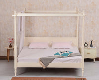 Kolhapur Solid Wood Poster King Size Bed Furniselan Frosty White