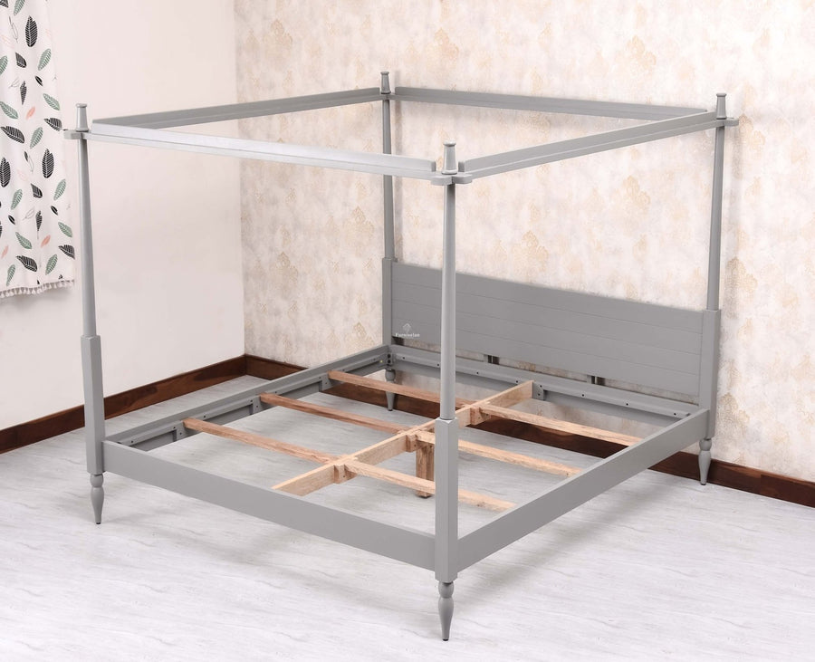 Kolhapur Solid Wood Poster King Size Bed Furniselan Cool Grey