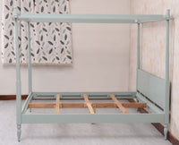 Kolhapur Solid Wood Poster King Size Bed Furniselan Silt Green