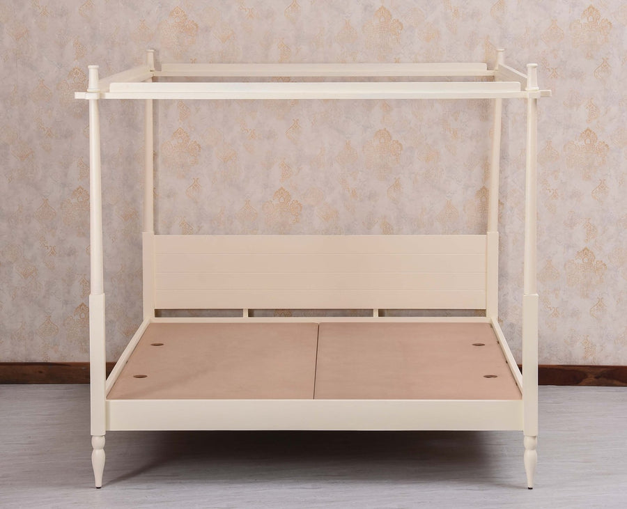 Kolhapur Solid Wood Poster King Size Bed Furniselan Frosty White