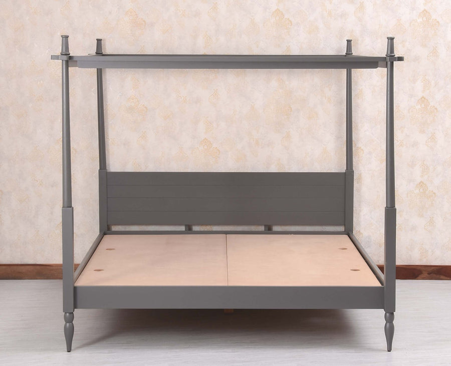 Kolhapur Solid Wood Poster King Size Bed Furniselan Slate Grey