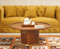 Koramangala Solid Wood Round Coffee Table - Coffee Table - Furniselan - Teak - Finish