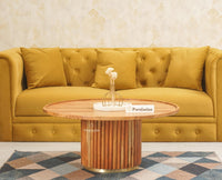 Koramangala Solid Wood Round Coffee Table - Coffee Table - Furniselan - Natural - Finish
