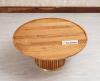 Koramangala Solid Wood Round Coffee Table - Coffee Table - Furniselan - Natural - Finish