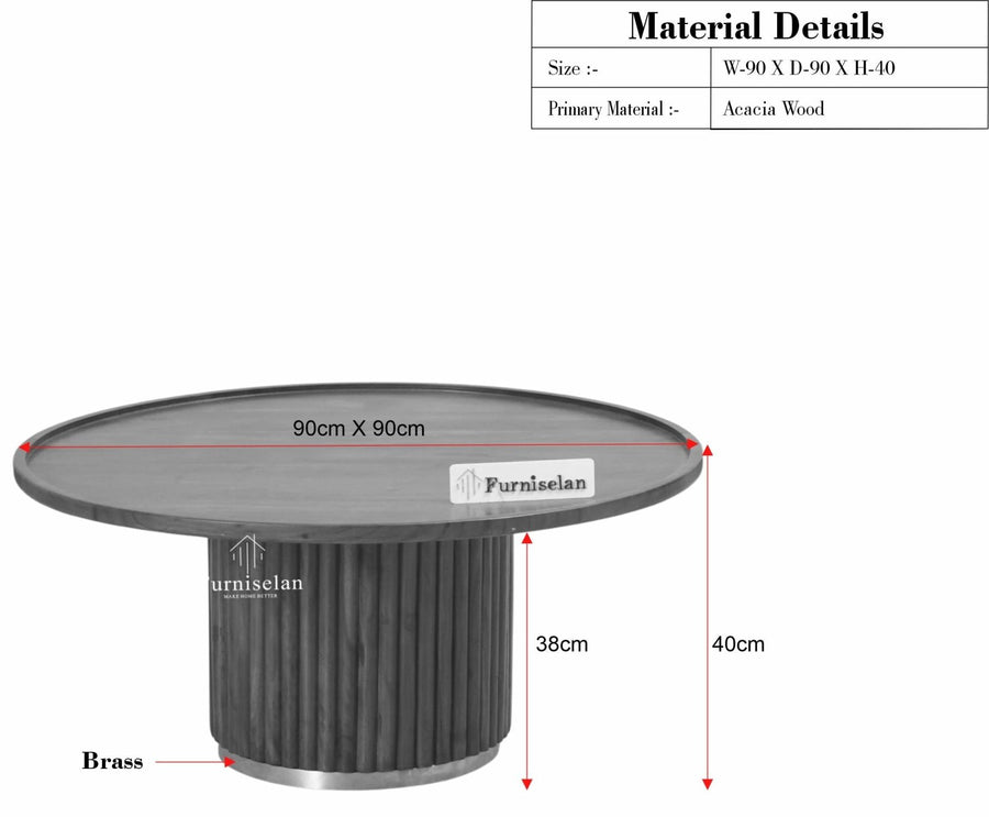 Koramangala Solid Wood Round Coffee Table Furniselan