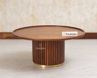 Koramangala Solid Wood Round Coffee Table - Coffee Table - Furniselan - Teak - Finish