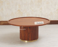 Koramangala Solid Wood Round Coffee Table - Coffee Table - Furniselan - Maple - Finish
