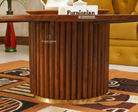 Koramangala Solid Wood Round Coffee Table - Coffee Table - Furniselan - Teak - Finish