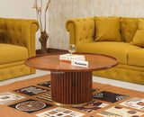 Koramangala Solid Wood Round Coffee Table - Coffee Table - Furniselan - Maple - Finish

