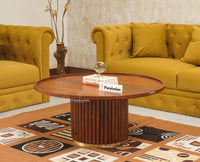 Koramangala Solid Wood Round Coffee Table - Coffee Table - Furniselan - Maple - Finish

