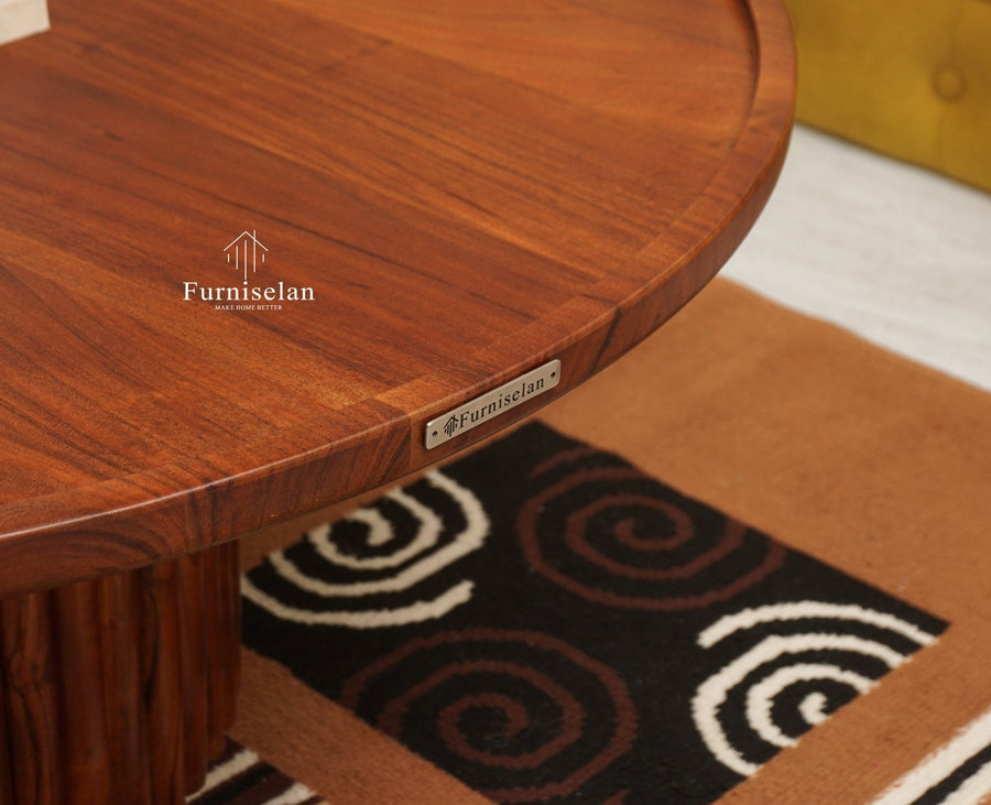 Koramangala Solid Wood Round Coffee Table - Coffee Table - Furniselan - Maple - Finish
