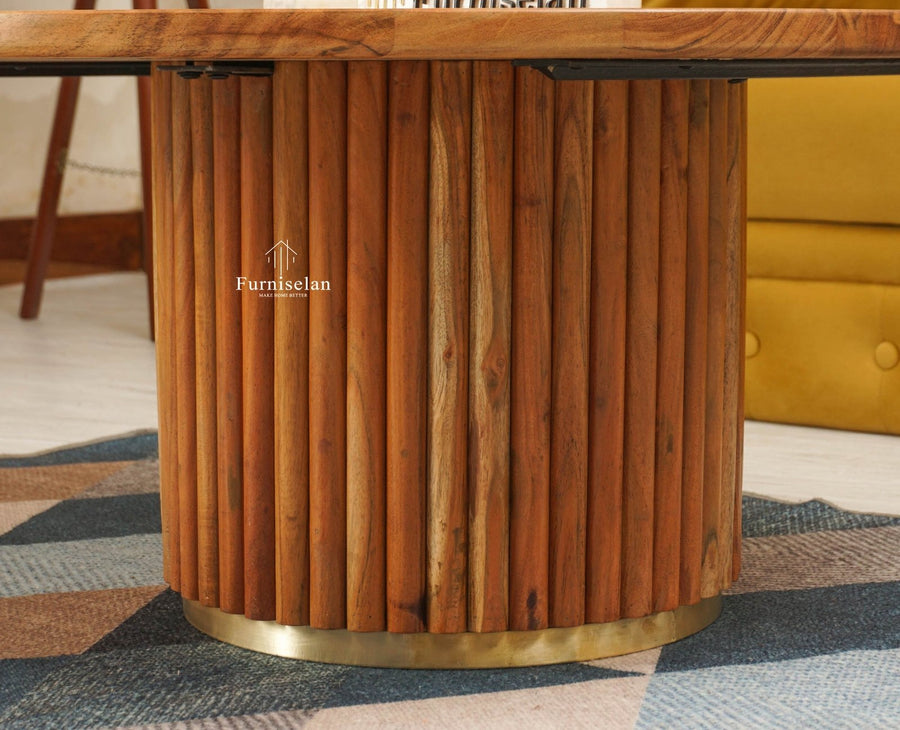 Koramangala Solid Wood Round Coffee Table - Coffee Table - Furniselan - Natural - Finish