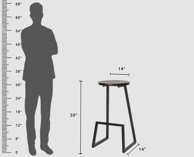 Kottayam Bar Stool Kitchen Stool Furniselan -  Black