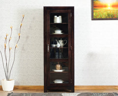 Kottayam Sheesham Wood Kitchen Crockery Cabinet One Door Furniselan - Grey-Finish