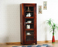 Kottayam Sheesham Wood Kitchen Crockery Cabinet One Door Furniselan - Maple-Finish