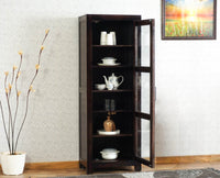 Kottayam Sheesham Wood Kitchen Crockery Cabinet One Door Furniselan - Grey-Finish