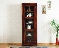 Kottayam Sheesham Wood Kitchen Crockery Cabinet One Door Furniselan - Maple-Finish