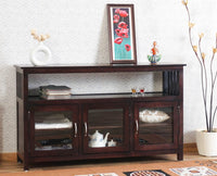 Kozhikode Sheesham Wood Three Door Kitchen Crockery Cabinet Furniselan - Grey-Finish