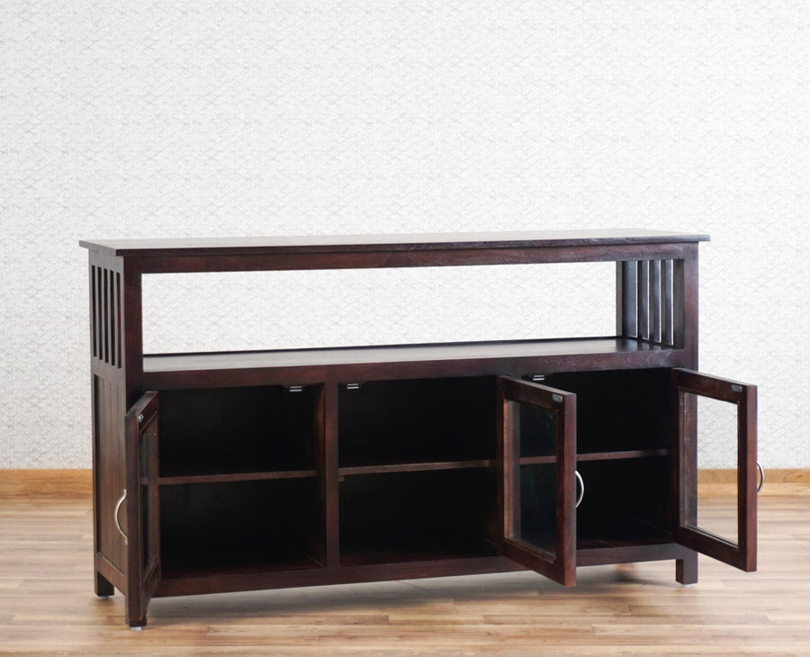 Kozhikode Sheesham Wood Three Door Kitchen Crockery Cabinet Furniselan - Grey-Finish