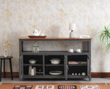 Kozhikode Sheesham Wood Three Door Kitchen Crockery Cabinet - Tv Cabinet - Furniselan - Slate-Grey