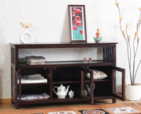 Kozhikode Sheesham Wood Three Door Kitchen Crockery Cabinet Furniselan - Grey-Finish