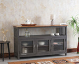 Kozhikode Sheesham Wood Three Door Kitchen Crockery Cabinet - Tv Cabinet - Furniselan - Slate-Grey