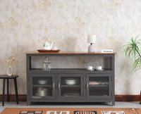 Kozhikode Sheesham Wood Three Door Kitchen Crockery Cabinet - Tv Cabinet - Furniselan - Slate-Grey