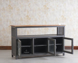 Kozhikode Sheesham Wood Three Door Kitchen Crockery Cabinet - Tv Cabinet - Furniselan - Slate-Grey