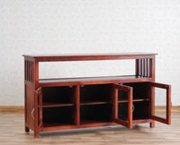 Kozhikode Sheesham Wood Three Door Kitchen Crockery Cabinet Furniselan - Maple-Finish