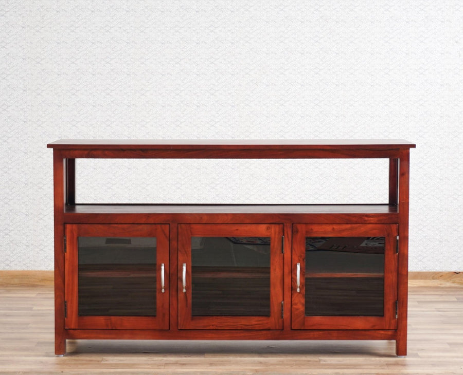 Kozhikode Sheesham Wood Three Door Kitchen Crockery Cabinet Furniselan - Maple-Finish