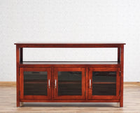 Kozhikode Sheesham Wood Three Door Kitchen Crockery Cabinet Furniselan - Maple-Finish