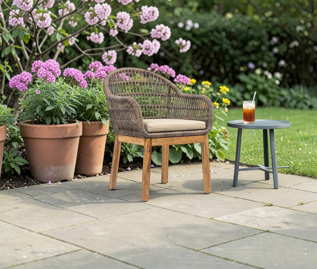 Leafy Outdoor Chair – Modern Upholstered Dining Chair for Home & Café Dark Brown