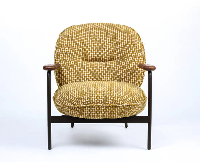 Lincoln Cotton Wooden Arm Chair Furniselan Mustard Yellow