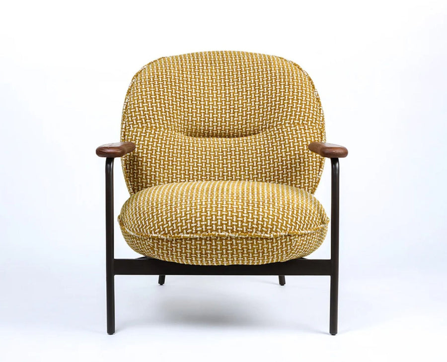 Lincoln Cotton Wooden Arm Chair Furniselan Mustard Yellow