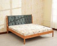 London Classic Wooden King Upholstered Bed Natural Finish