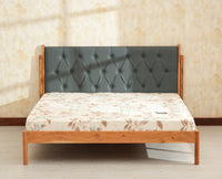 London Classic Wooden King Upholstered Bed Natural Finish
