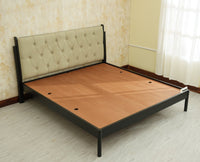 London Classic Wooden King Upholstered Bed Black Finish
