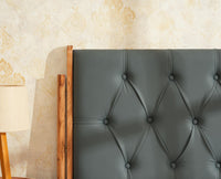 London Classic Wooden Queen Upholstered Bed Natural Finish