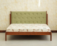 London Classic Wooden Queen Upholstered Bed Teak Finish