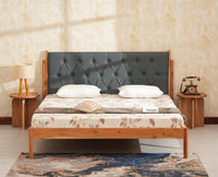 London Classic Wooden Queen Upholstered Bed Natural Finish