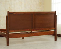 London Classic Wooden Queen Upholstered Bed Teak Finish