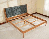 London Classic Wooden Queen Upholstered Bed Natural Finish