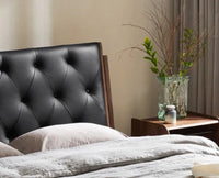 London Classic Wooden Queen Upholstered Bed Furniselan  Teak Finish