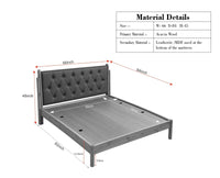 London Classic Wooden Queen Upholstered Bed Teak Finish