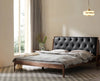 London Classic Wooden Queen Upholstered Bed Furniselan  Teak FinishFurniselan