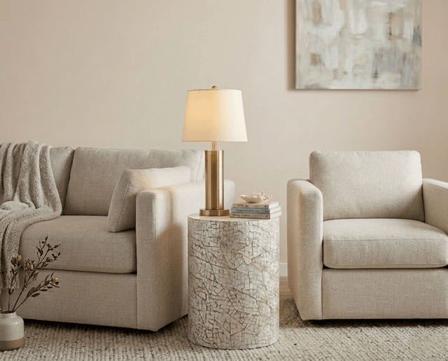 Luisa Table Round Accent Table Mother of Pearl