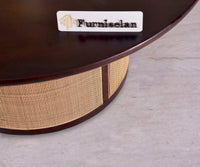 Luton Rattan Cane Wooden Round Coffee Table - Coffee Table - Furniselan - Grey-Finish