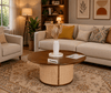 Luton Rattan Cane Wooden Round Coffee Table - Coffee Table - Furniselan - Brown-FinishFurniselan