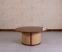Luton Rattan Cane Wooden Round Coffee Table - Coffee Table - Furniselan - Brown-Finish