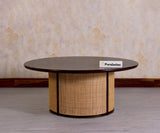 Luton Rattan Cane Wooden Round Coffee Table - Coffee Table - Furniselan - Grey-Finish